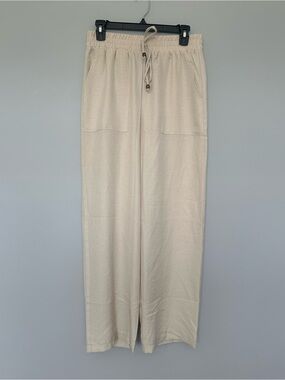 Fair Haven Wide Leg High Waisted Pull On Pants Cream Medium